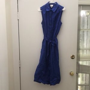 Blue Sleeveless Shirt Dress Ava and Viv